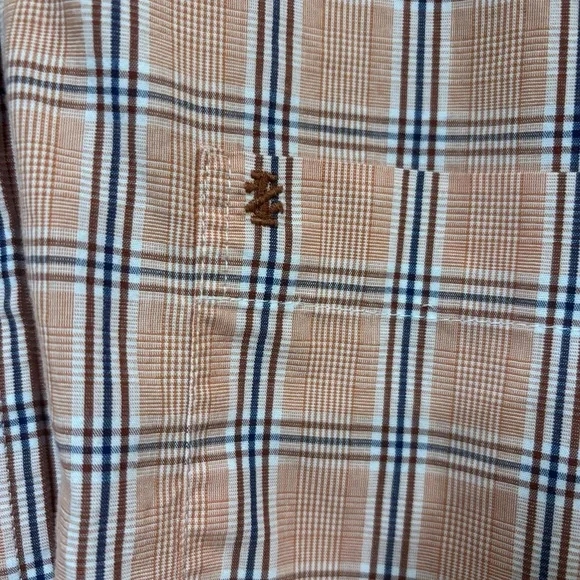 Izod Big & Tall Men's Button Down Collared 3XL Shirt Peachy Pink Plaid Color EUC - Picture 6 of 8